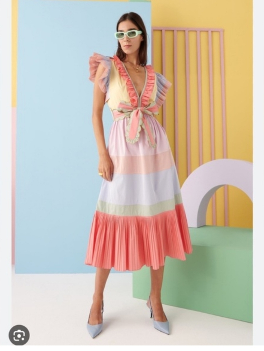 Celia B. Marcellene Ruffled Scalloped Midi Dress Size S NWOT - Picture 3 of 13